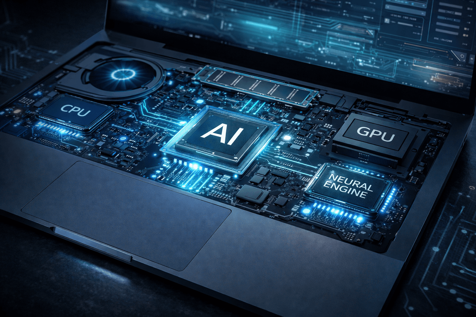 AMD logo positioned against NVIDIA and Intel in the AI hardware race — illustrating AMD's strategic positioning as the original underdog now competing for relevance in the AI era